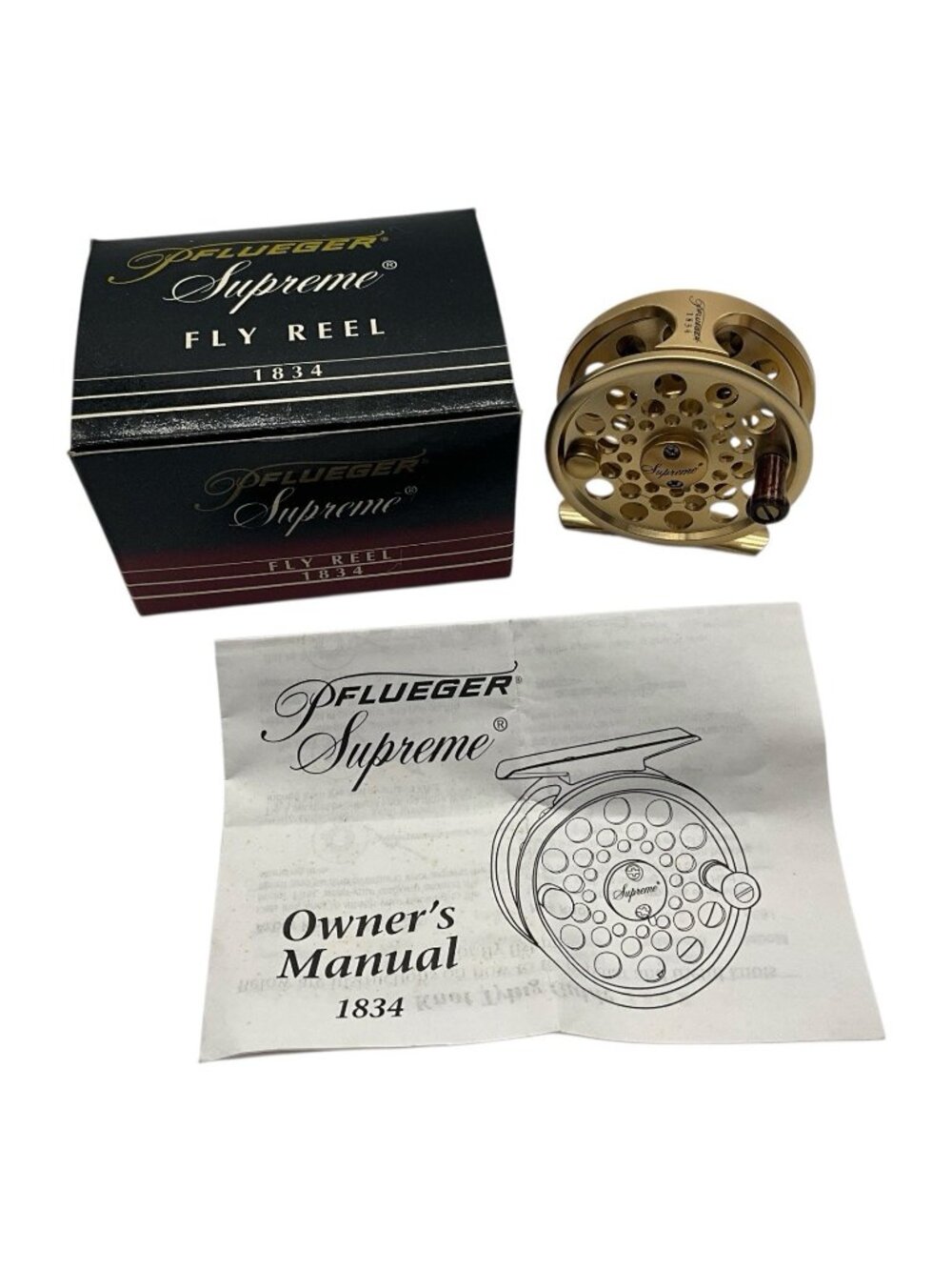 Pflueger Supreme 1834 Gold  Fly Fishing Reel. W/ Box & Manual NEW in orignal Box